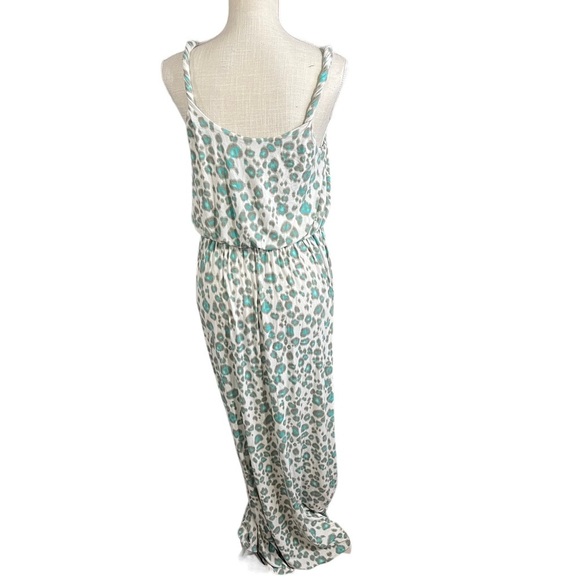 Ann Taylor Loft Womens Tan Green Leopard Print Maxi (56”) Dress Sz M Sleeveless - Picture 12 of 15